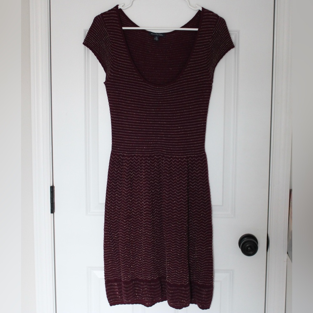 AMERICAN EAGLE Y2k Knit Tinsel Sweater Dress